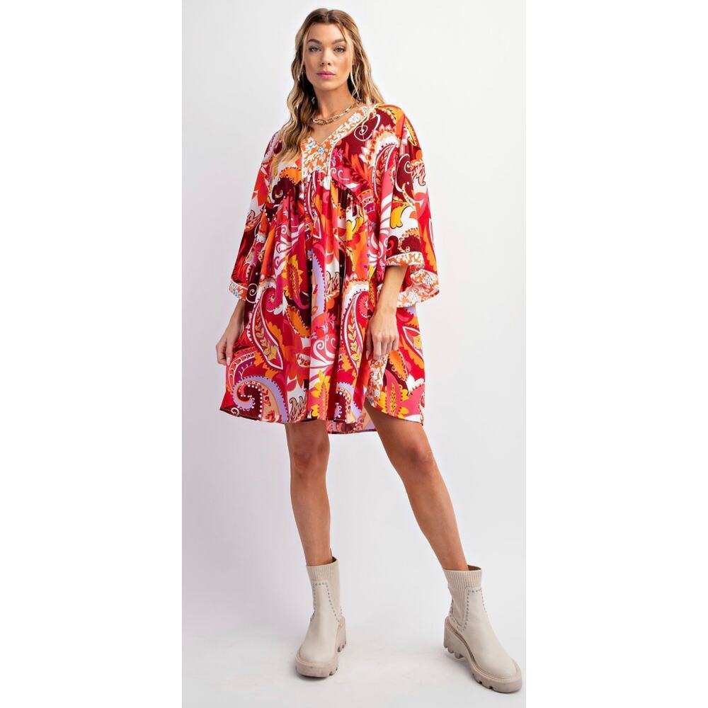 Easel - Printed Dobby Babydoll Dress - Medium - Picture 3 of 4